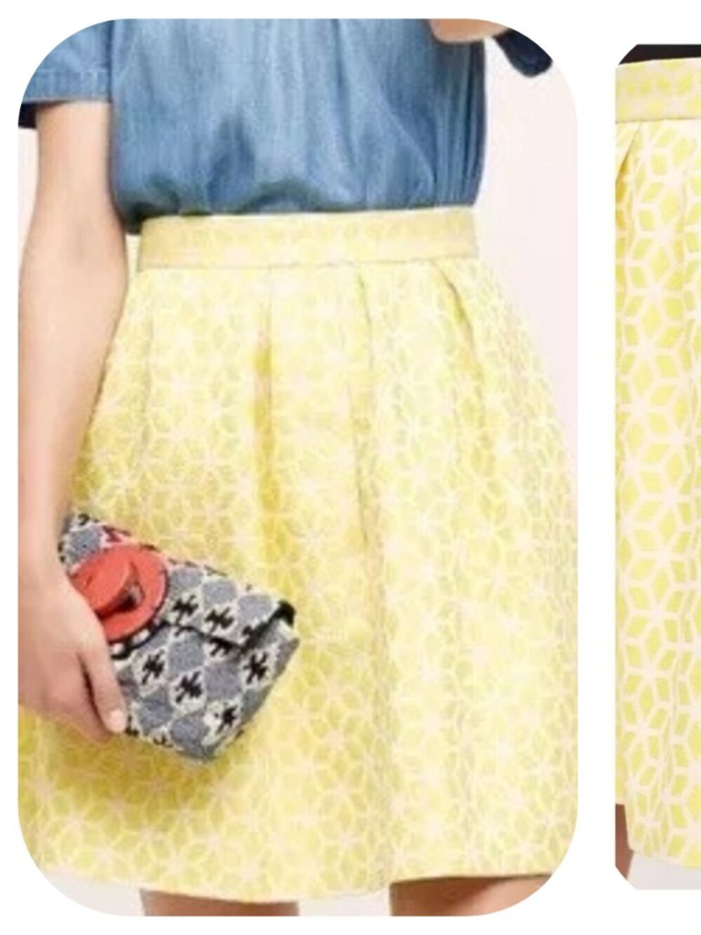 Anthropologie Hutch Lemon Zest Skirt Size 8, pleated, yellow w pockets